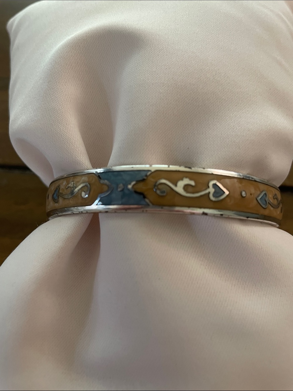Vintage Brighton Silver-Plated Enamel Bangle Bracelet - Model 3905 (Retired)